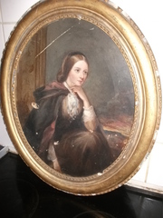 Antique oil painting of Olivia Barrington