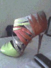 RIVERISLAND MULTICOLOURED CAGE HEELS VERY EYE CATCHING PAIR OF HEELS!!